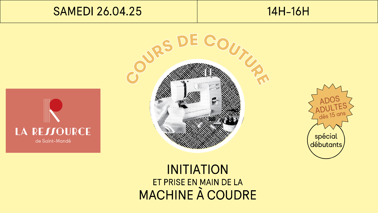 Bannière Cours d'initiation et de prise en main de la machine à coudre