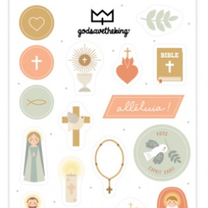 Planche 17 stickers religieux avec ses symboles chrétiens