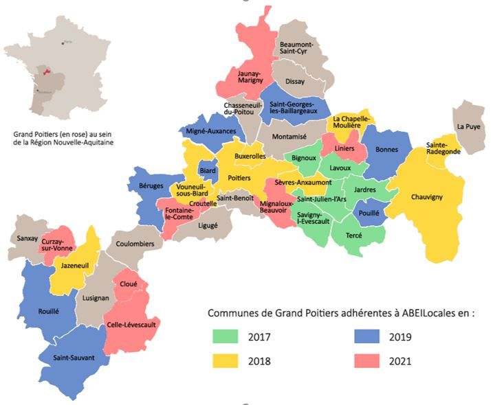 Carte des communes adhérentes depuis la naissance de l'association.