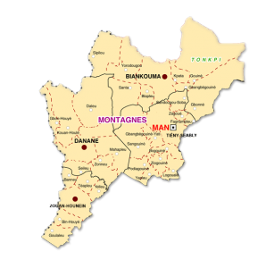 carte de la region du Tonkpi