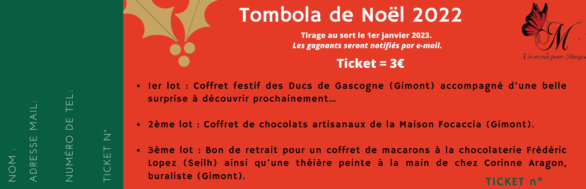 Tickets tombola noël gagnant